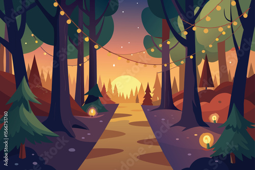 night landscape with trees