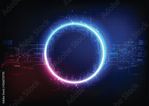 Glowing ring with circuit patterns on a grid