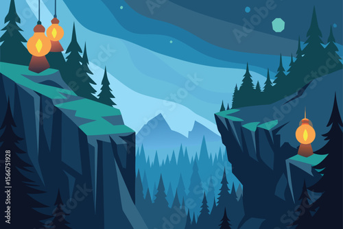 winter landscape with mountains