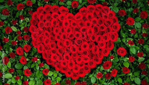 Red roses heart background. Suitable for marketing or business purposes. Panoramic banner with place for text