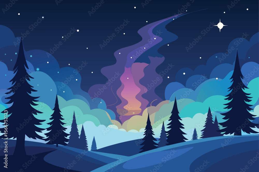 Naklejka premium winter landscape with forest