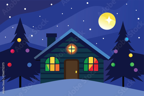 winter landscape with house