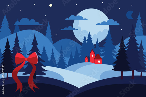 winter landscape with christmas tree