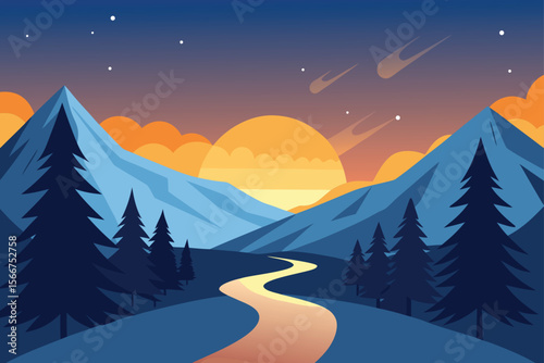 winter landscape with mountains