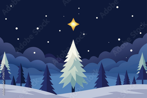 Starry Night with Constellation Above Pine Forest