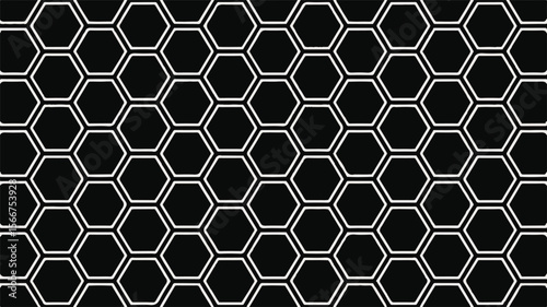 Geometric honeycomb pattern white outlines black vector