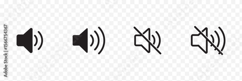 Speaker Set Icon. Sound Icon.  Essential Speaker Icons Set Volume, Mute, and More . eps 10 