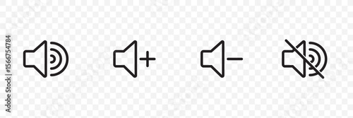 Speaker Set Icon. Sound Icon.  Essential Speaker Icons Set Volume, Mute, and More . eps 10 