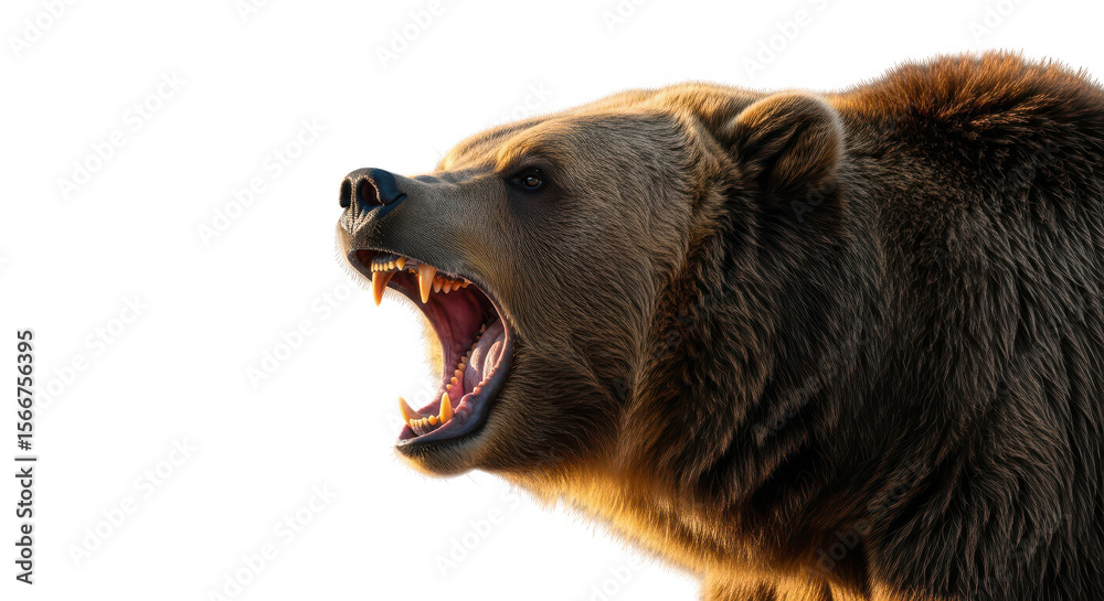 Obraz premium Roaring Grizzly Bear Profile Dark Background