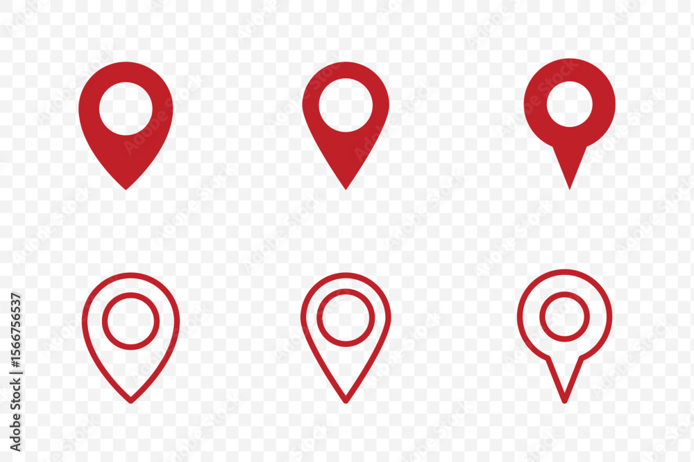 Fototapeta premium Set of location pin icons. location pin place marker. Location icon. Map marker pointer icon set. Location pin icon – map marker symbol . 
