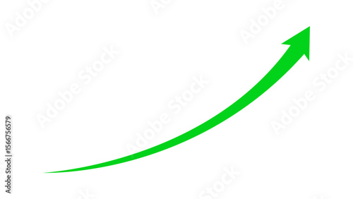 Long green arrow business grow up concept. Vector illustration.
