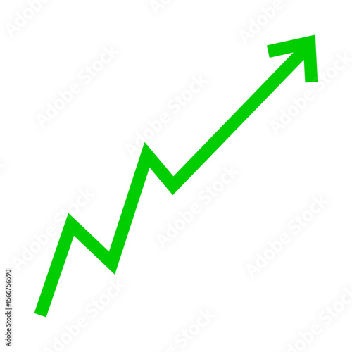 Green arrow graph business growth up trend concept, Economic growth, Stock market profit, Financial growth sign. Vector illustration.