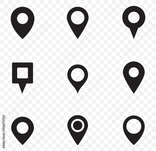 map location icon set . Location icon set, Map pin place marker. location pointer icon symbol in flat style.  