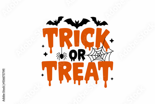 Trick or treat Halloween banner, spooky bat illustration, festive October greeting, Halloween party invitation, holiday design