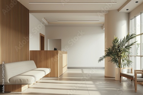 Premium Quality Visual of Reception and Waiting Room in a Clinic with Desk