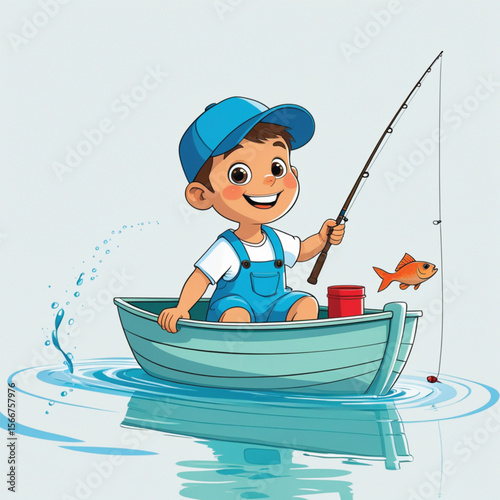 boy fishing in the sea