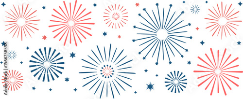 Fireworks background, festive celebration banner, colorful firework display, holiday party invitation, patriotic event design
