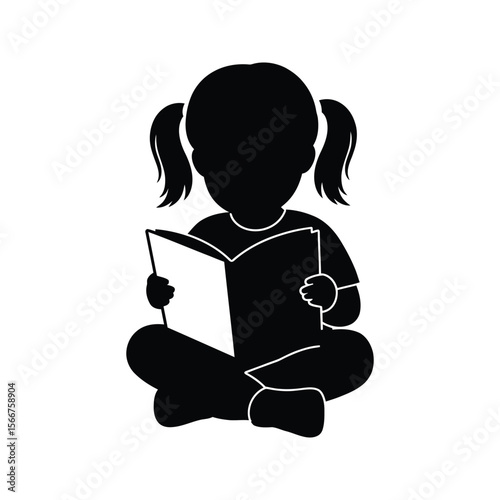 Silhouette of girl reading book childrens reading literacy education learning preschool kids study child bookworm knowledge