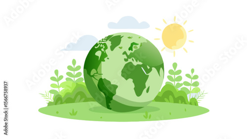 Green earth globe vector illustration for world environment day and ecology concept save the planet design