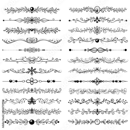 Elegant black decorative borders and flourishes in vintage style  