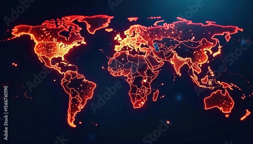 Global Network Connections Glowing Lines Visualizing International Connectivity and Digital Infrastructure on a Dark Background