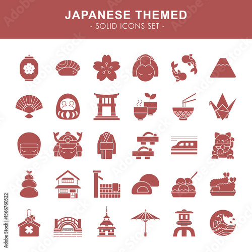 Japanese themed - solid icons set	

