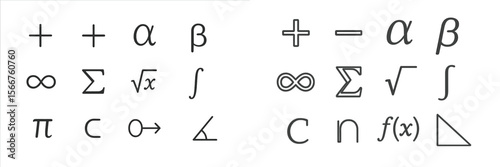 Mathematical symbols displayed clearly for educational purposes in a classroom setting