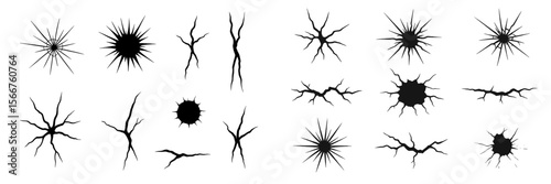 Collection of abstract black burst and crack designs for creative projects and digital art