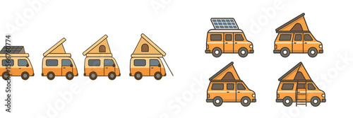 Creative van designs showcasing rooftop living and solar panel options for adventurous travelers