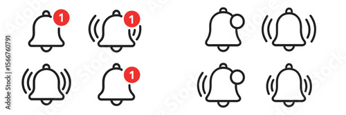 Notification icons with alerts depict varying states of activity and engagement during online user interaction