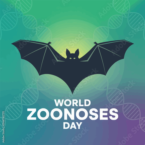 World Zoonoses Day Awareness Bat DNA Health Disease Prevention Poster