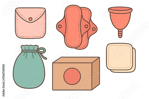 Variety of feminine hygiene products for menstrual care displayed against a simple background