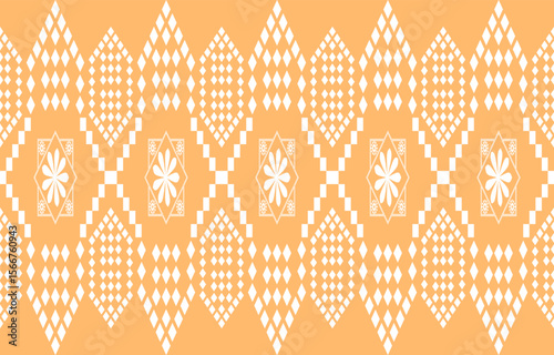 Geometric pattern design digital art textiles warm orange background abstract style modern aesthetic, thai pattern