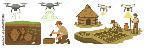 Exploration of archaeology through drone technology and excavation methods at ancient sites
