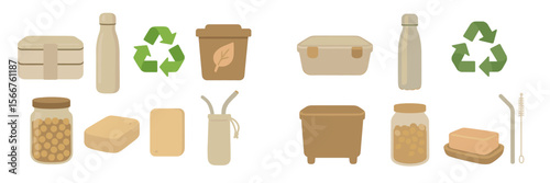 Eco-friendly kitchen supplies and reusable containers for sustainable living