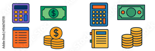 Financial tools for managing currency and budgeting presented in a colorful digital design