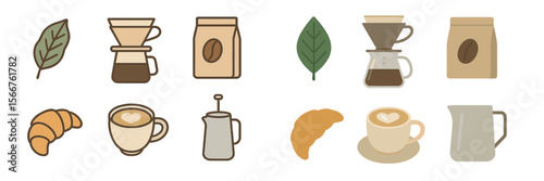 Coffee brewing equipment and pastries arranged on a clean surface with decorative elements for a cozy atmosphere