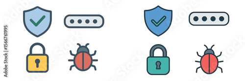 Graphic representation of cybersecurity concepts with a focus on protection and vulnerabilities in digital environments