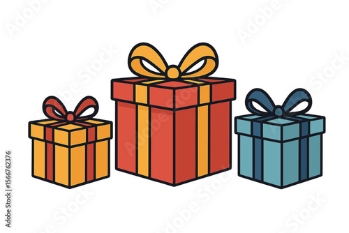 Colorful gift boxes arranged together for a festive celebration at a joyful event