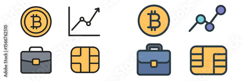 Bitcoin symbols and financial icons represent digital currency trends in modern finance