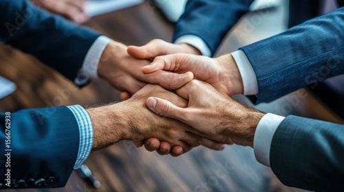 Wallpaper Mural Four business professionals shaking hands in a meeting room Torontodigital.ca