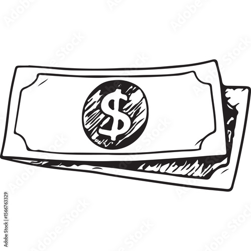 Hand-Drawn Stack of Cash - Wealth Accumulation Illustration