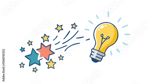 Creative idea lightbulb with stars vector illustration for innovation and inspiration concept design vector
