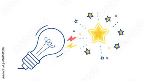 Lightbulb idea innovation concept with starburst creative inspiration and success vector illustration