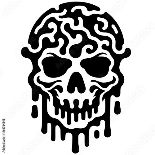 Melting skull silhouette