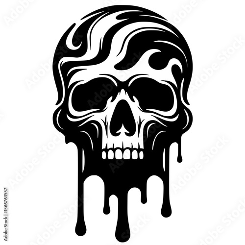 Melting skull silhouette