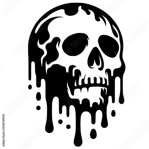 Melting skull silhouette