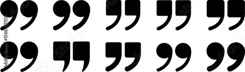 Black quotation mark symbols in various styles and shapes quote symbol punctuation