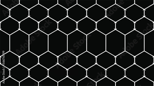White hexagonal pattern on black background geometric