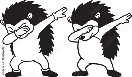 Hedgehog dabbing silhouette vector illustration